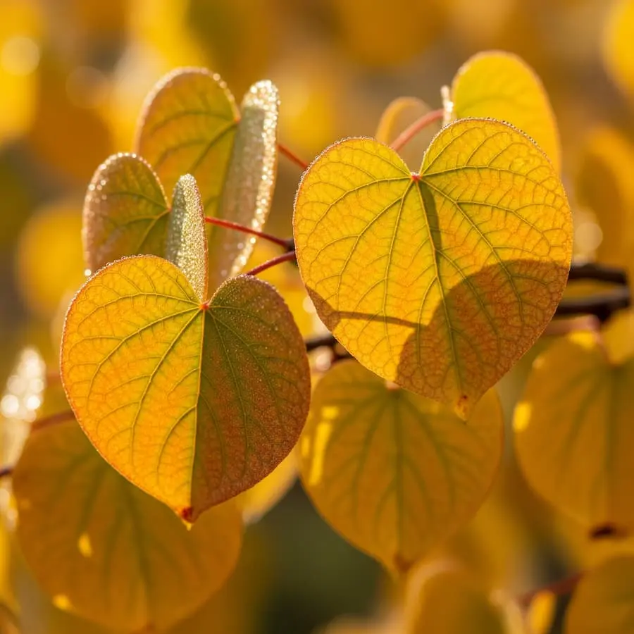 cercis siliquastrum detalle hoja otoño Cercis siliquastrum hoja otoño