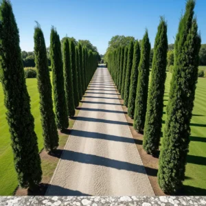 Ciprés totem alineados en camino, muy elegante