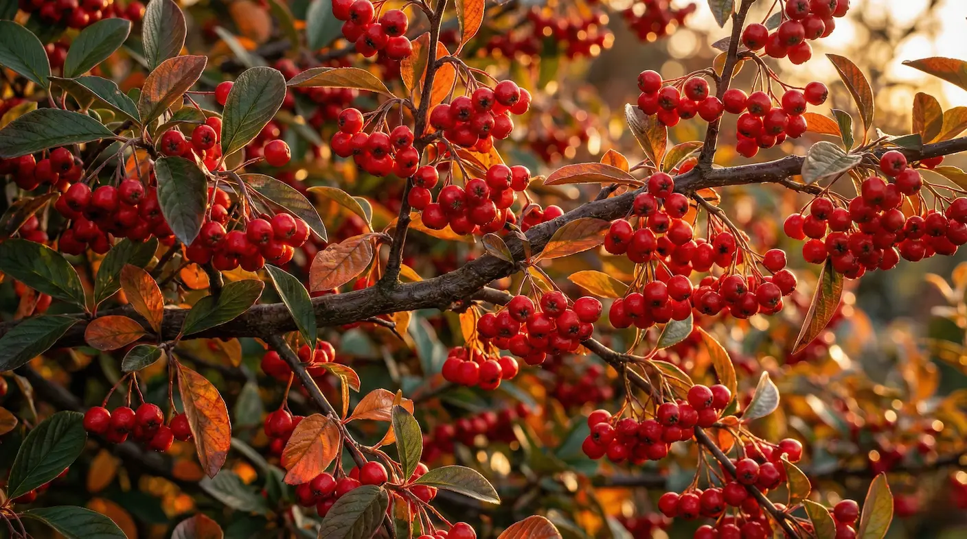 cotoneaster pleno de bayas belleza invernal