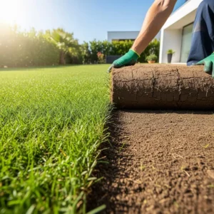 colocación de rollo de tepe