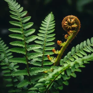 Detalle de Helecho con brote nuevo