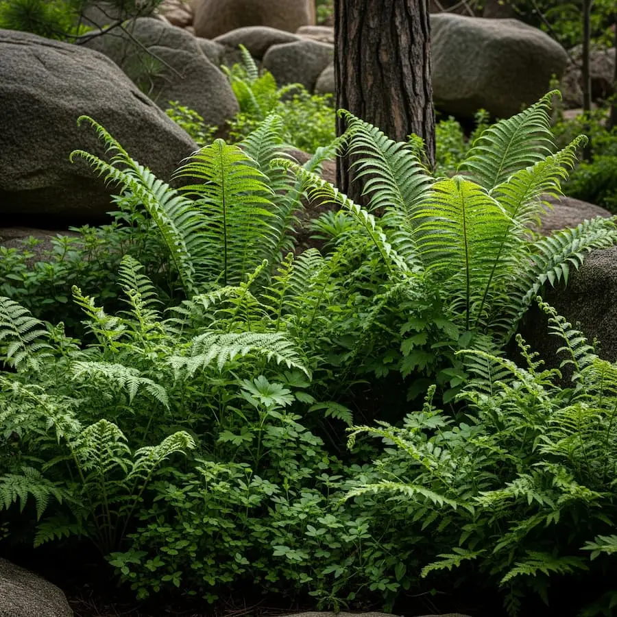 helechos en zona umbría, frescor total