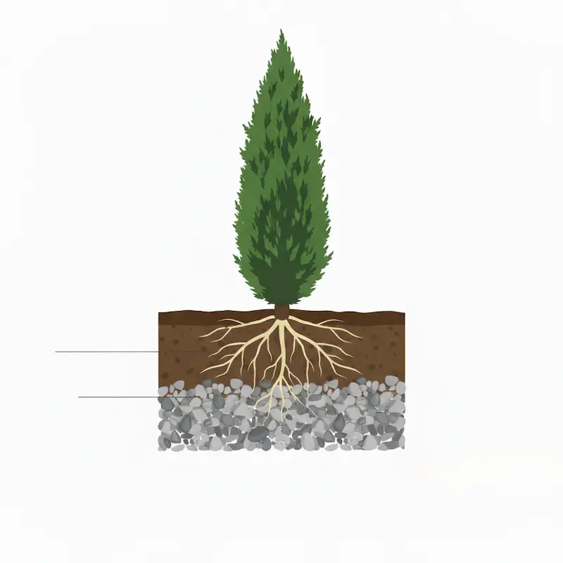 imagen gráfica de plantación de conífera alta