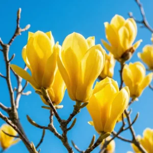 magnolia daphne la única de su especie con un color amarillo luminiso.