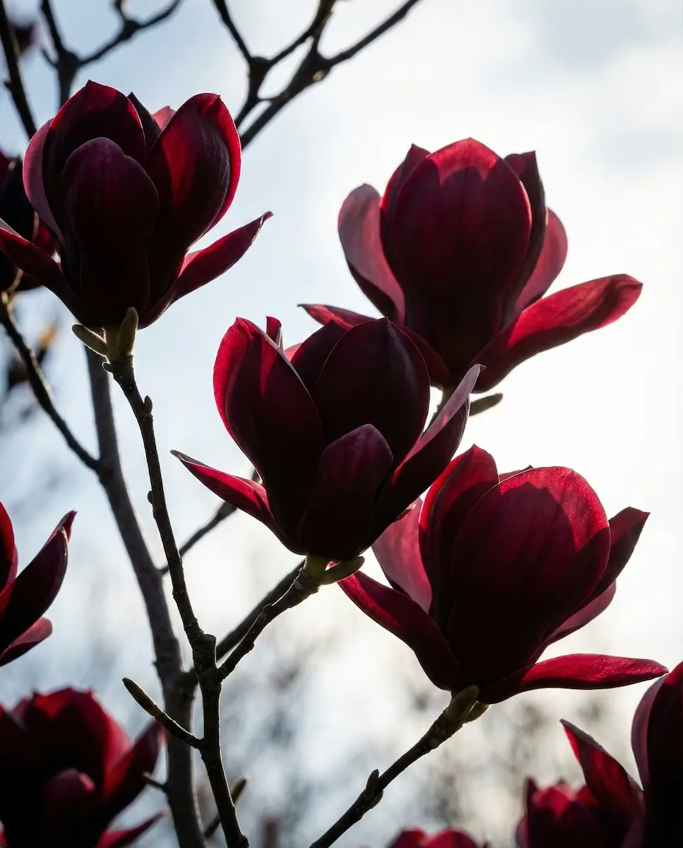 magnolia Genie, su color vino la hace distinguible de otras especies.