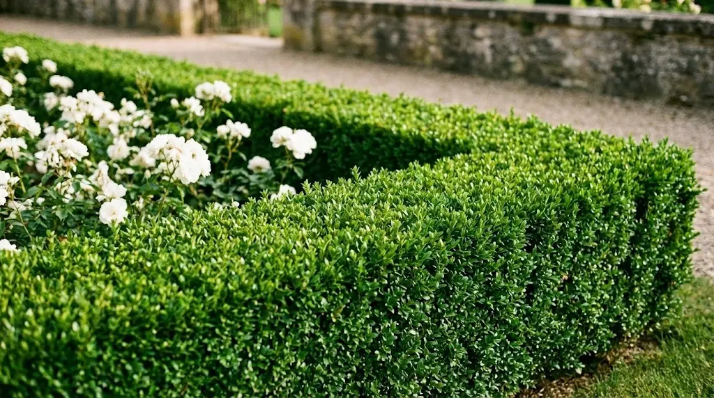 un seto bajo elegante y ordenado con boj faulkner