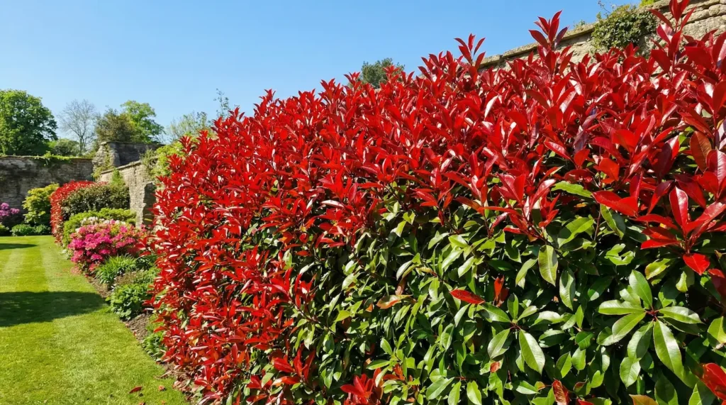 seto con photinia primavera seto de photinia en primavera aporta un colorido con mucha vivacidad
