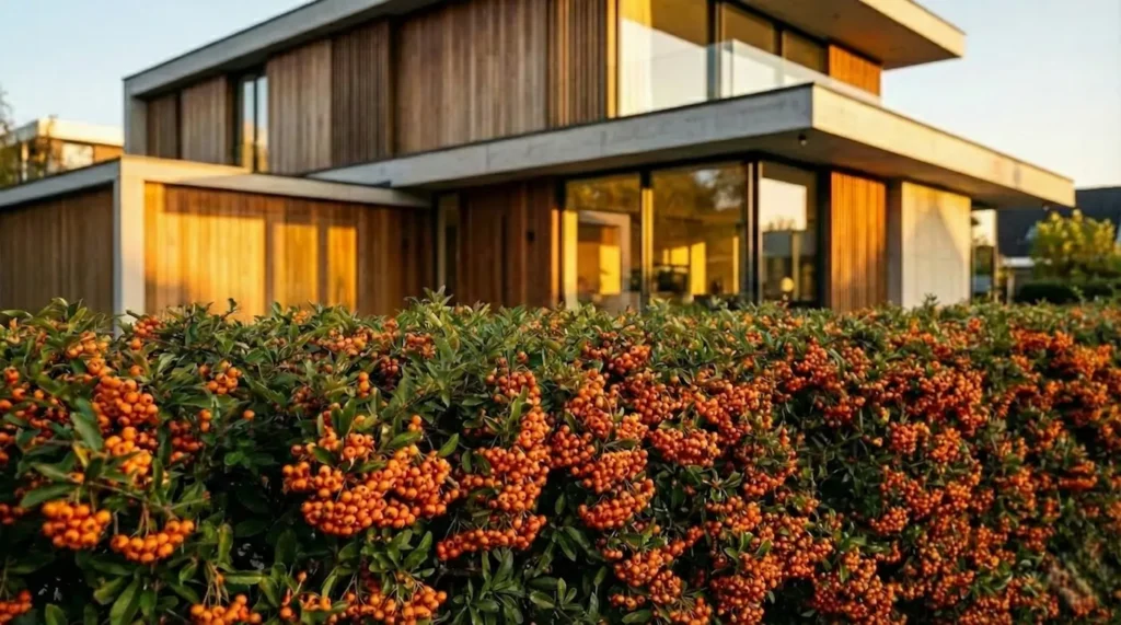 seto de pyracantha en chalet moderno el escorial Seto defensivo con pyracantha en San Lorenzo del Escorial