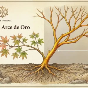 el arce japonés de tronco dorado, muy interesante en invierno
