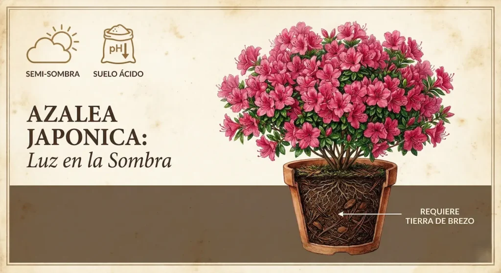 azalea japonica luz en la sombra 