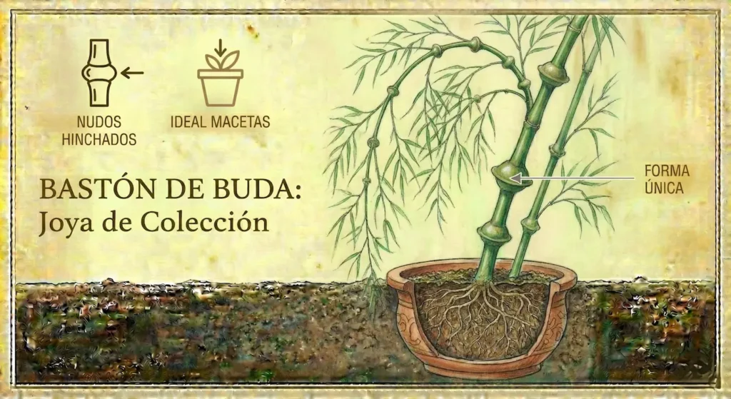 Singular bambú con nudos grandes, una joya de colección