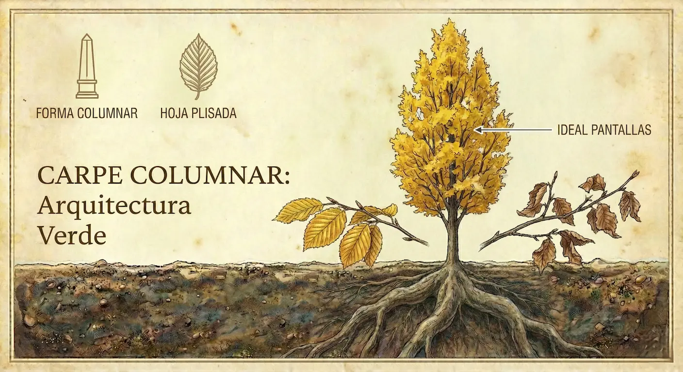 extraordinario arbol de porte columnar que aporta estructura en el jardín