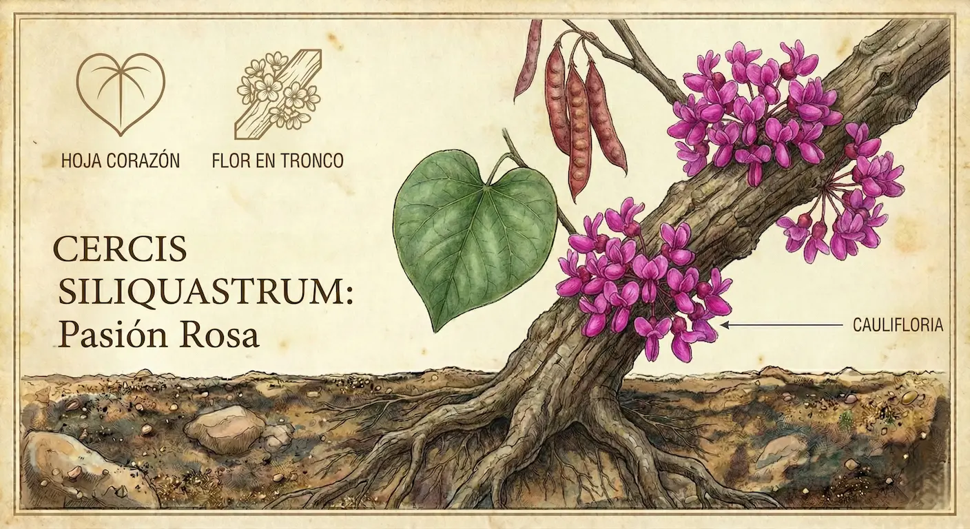 extraordinaria floración primaveral, muy decorativo con sus hojas acorazonadas y otoño espectacular