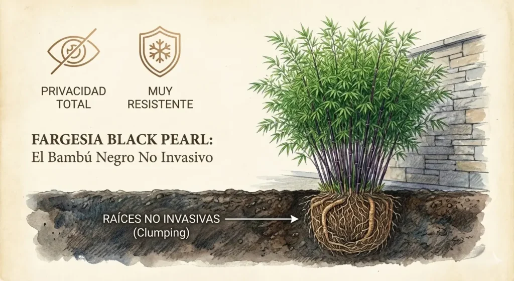 fargesia black pearl el bambú negro no invasivo