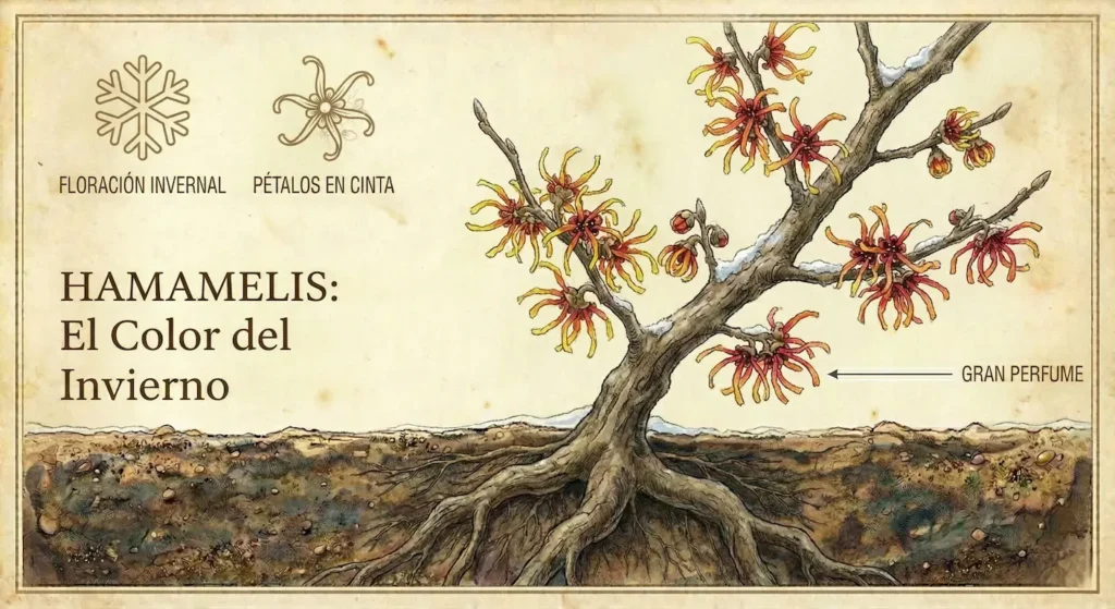 árbol que decide florecer cuando más frío hace incluso en la nieve