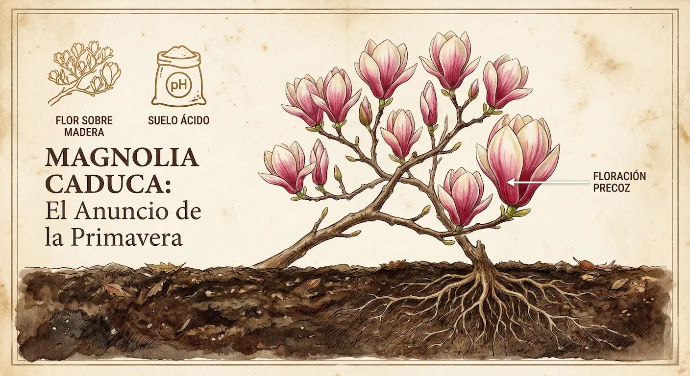 Magnolia caduca el anuncio de la primavera