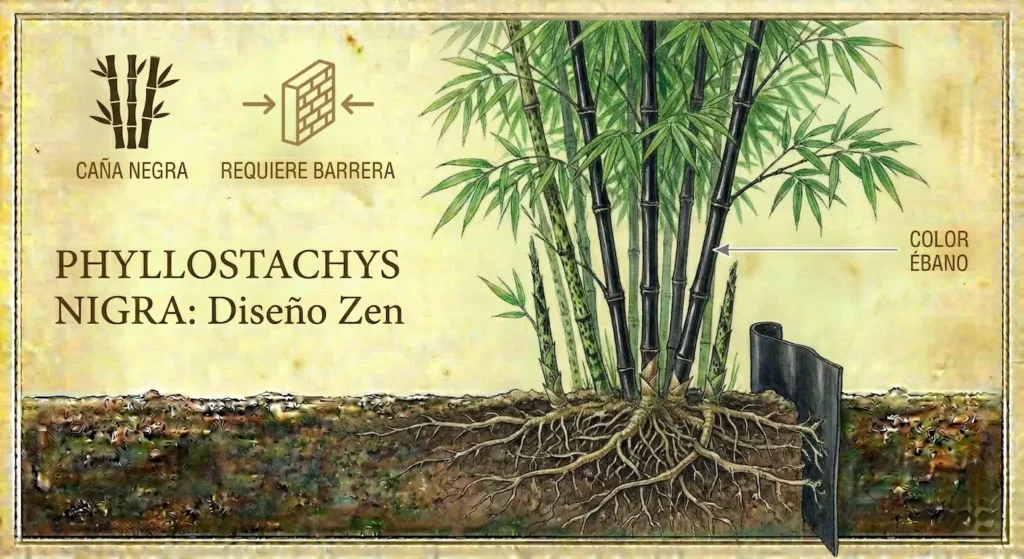 cañas de color de ébano brillantes