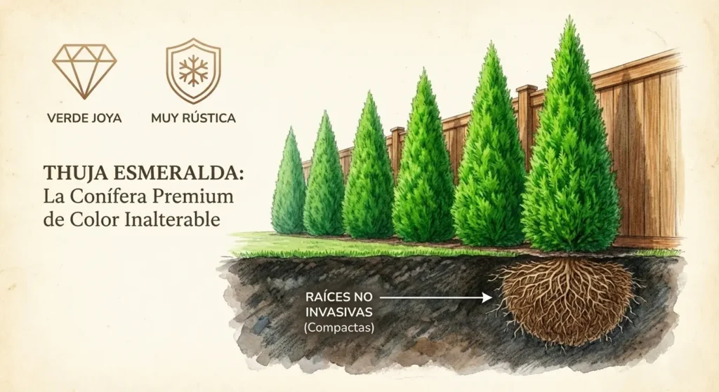 Thuja Esmeralda, la conífera premium de color inalterable