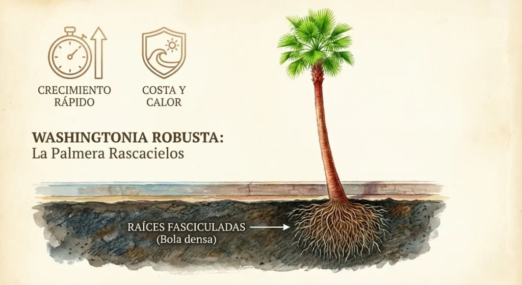 infografia de washingtonia robusta washingtonia robusta: la palmera rascacielos