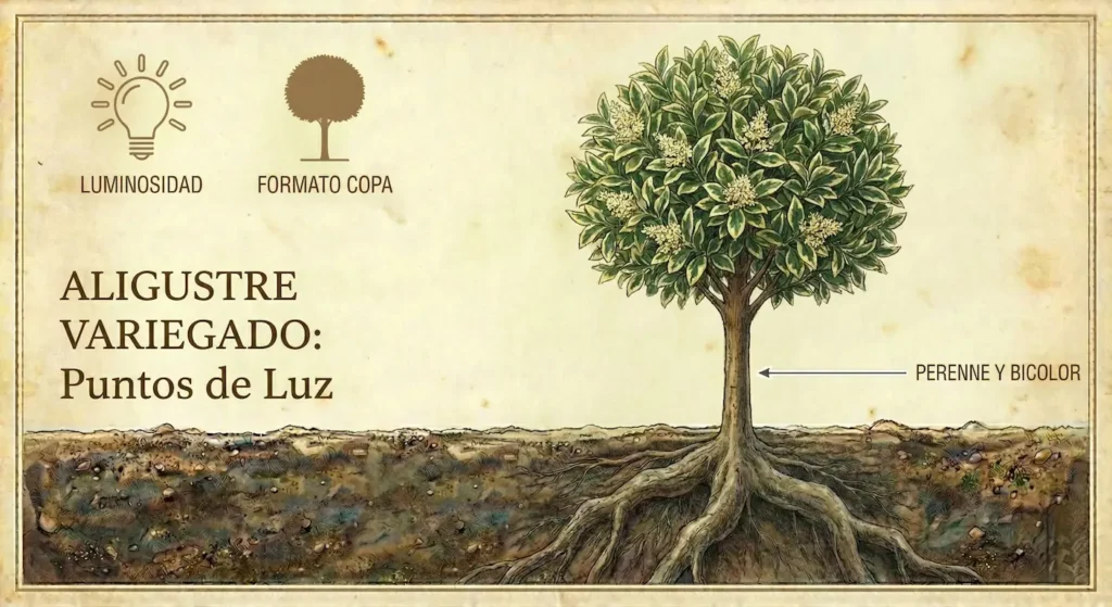 tronco alto y limpio coronado por una copa densa y redonda