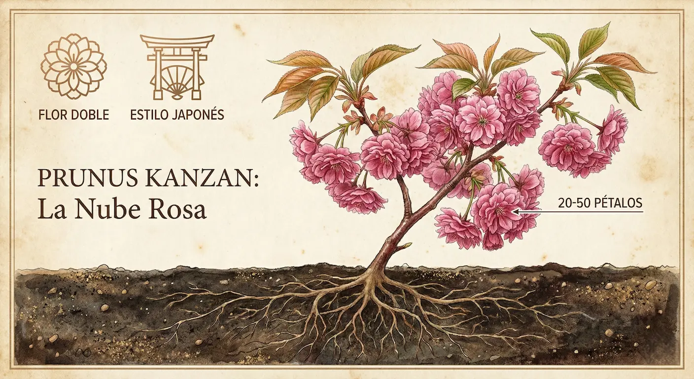 cerezo japonés de flor , con flores compuestas