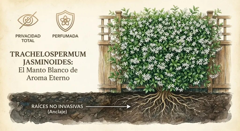 el manto blanco de aroma eterno, falso jazmín en primavera