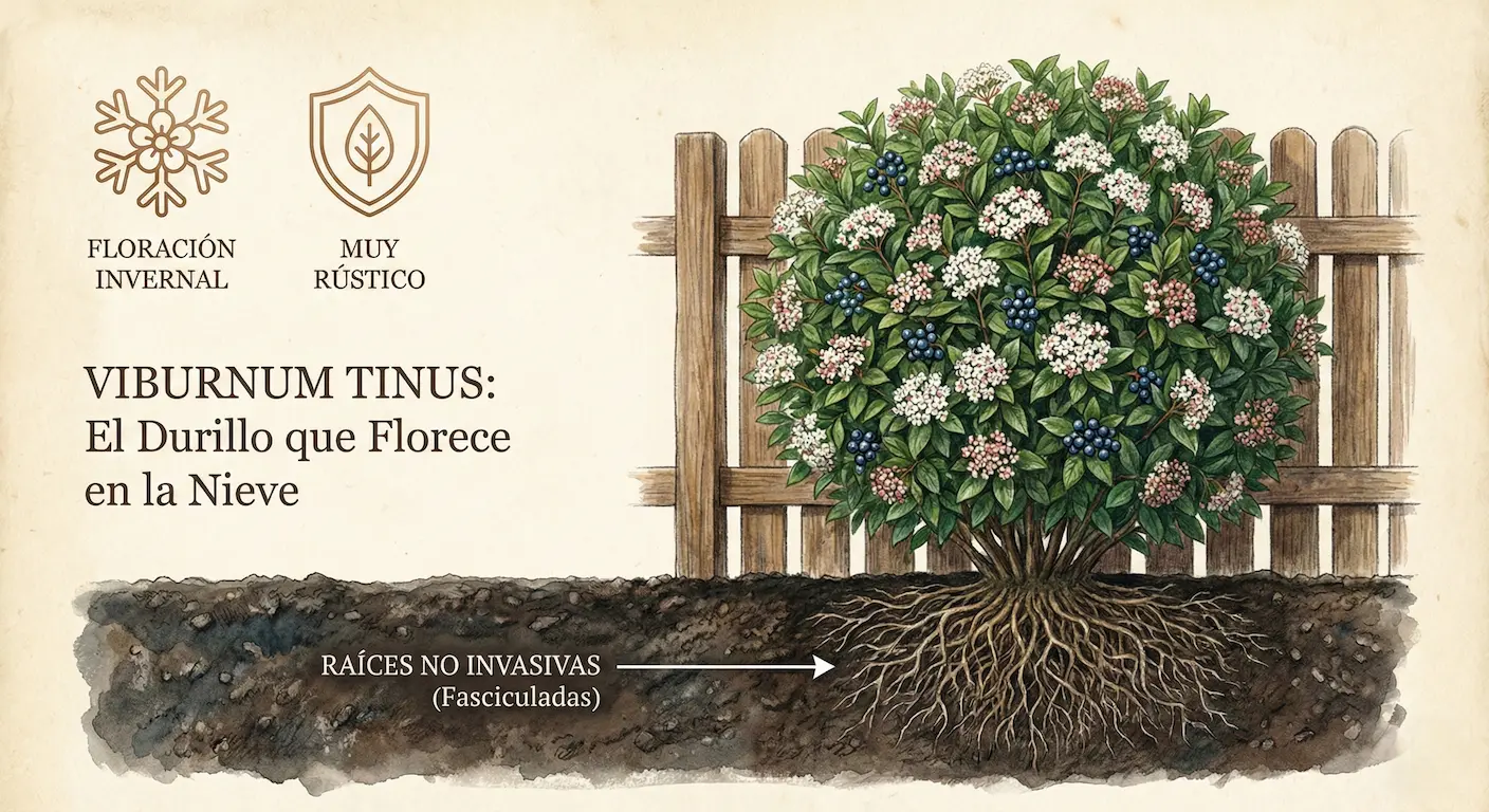 Viburnum tinus, el durillo que florece en la nieve