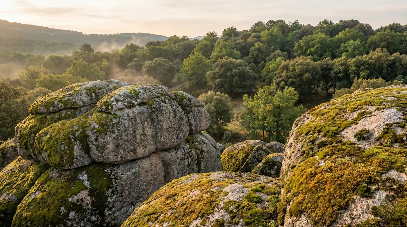 Sierra de Guadarrama, berruecos y dehesa lugar ideal para fresnos y melojos